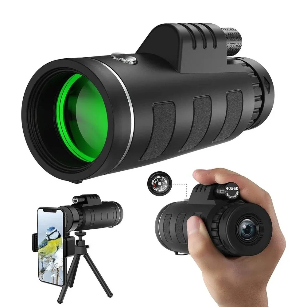 JiaSifu 40x60 High Definition Monocular Telescope with Smartphone Adapter